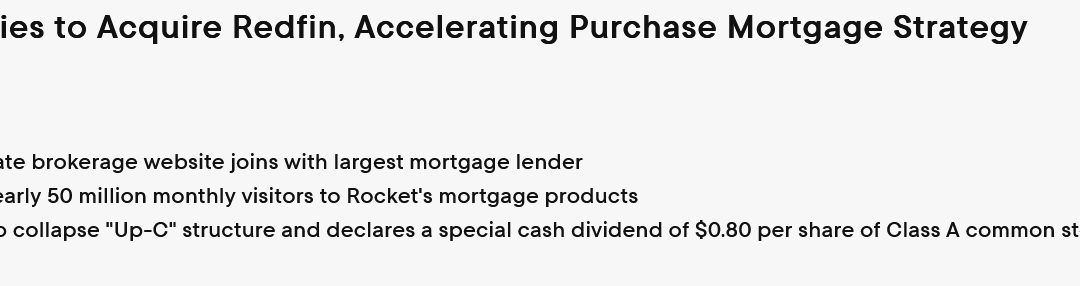 Rocket mortgage acquires redfin, what does this mean for real estate?