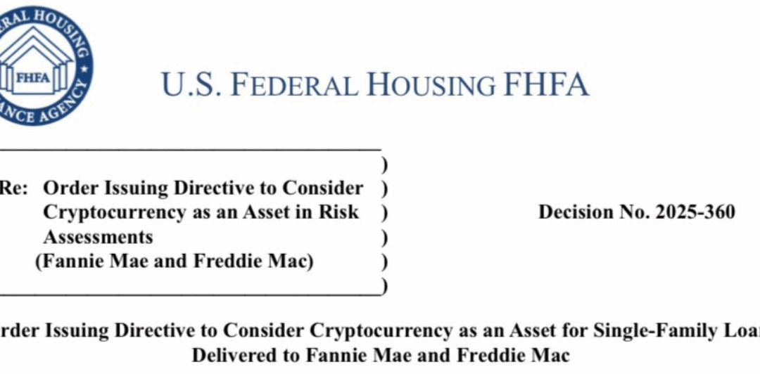 Largest mortgage buyers required to use cryptocurrencies